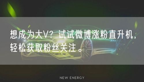 想成为大V？试试微博涨粉直升机，轻松获取粉丝关注。